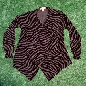 Michael Kors Zebra Print Cardigan Sweater Cape S
